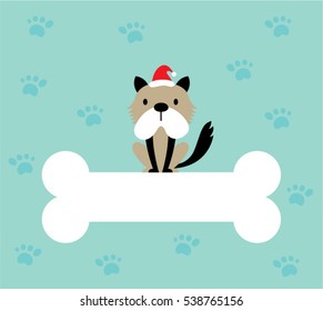 cute puppy dog merry christmas greeting card