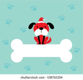 cute puppy dog merry christmas greeting card