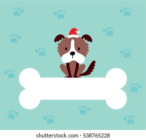 cute puppy dog merry christmas greeting card