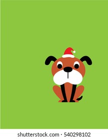 cute puppy dog merry christmas greeting card