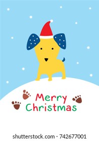 cute puppy dog merry christmas greeting vector