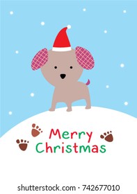 cute puppy dog merry christmas greeting vector