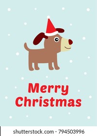 cute puppy dog merry christmas greeting vector