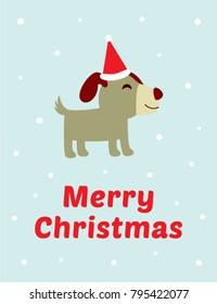 cute puppy dog merry christmas greeting vector