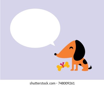 cute puppy dog message card vector