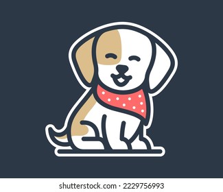 Cute Puppy Dog Pet Canine Adorable Wear Accessories Animal Mascot Cartoon Illustration Vector Logo