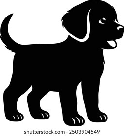 a cute puppy dog silhouette vector illustration.