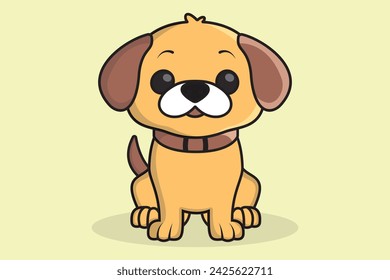 Cute Puppy or Dog Sitting vector icon illustration. Animal nature icon design concept.