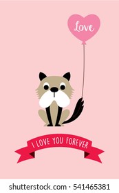 cute puppy dog valentine greeting card vector