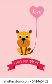 cute puppy dog valentine greeting card vector