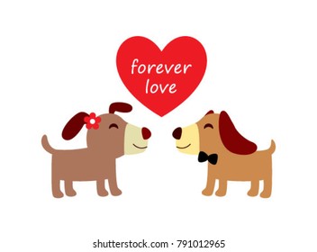 cute puppy dog wedding valentine greeting card vector 