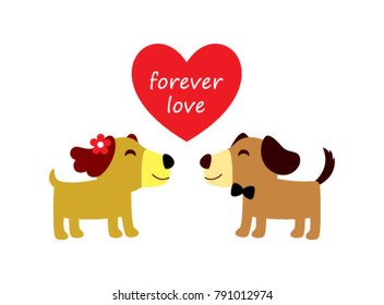 cute puppy dog wedding valentine greeting card vector 