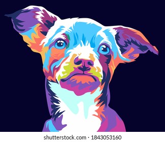 cute puppy dog,colorful illustration style pop art