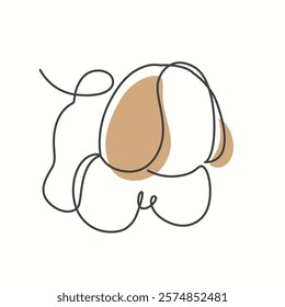 Cute Puppy Dogs one line drawing. Cute Puppy Dogs single line illustration. Cute Puppy Dogs minimalist line art