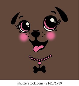 Cute Puppy Face Little Girls Graphic Tee