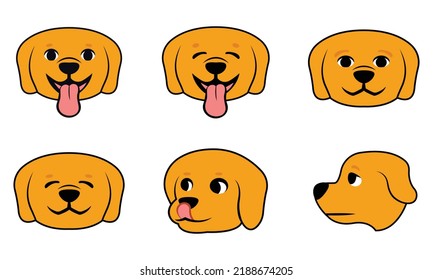 cute puppy face set isolated on white background