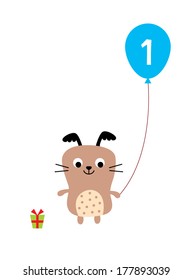 cute puppy first birthday greeting