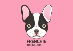 Cute Puppy French Bulldog Face On Pink Background. Vector Illustration Capturing The Cuteness Of A Frenchie Pup. Adorable And Eye-catching.