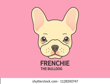 Cute puppy French Bulldog face on pink background. You can make this to your logo, silk screen pattern, t-shirt graphic, or any you want.