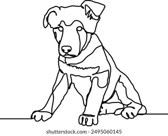 Cute puppy german sheperd 001 line art