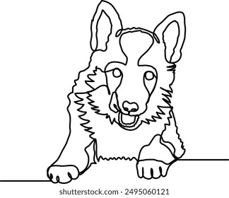 Cute puppy german sheperd 002 line art