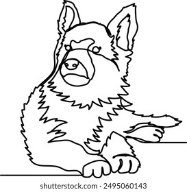 Cute puppy german sheperd 003 line art