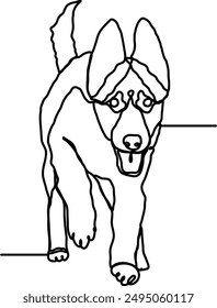 Cute puppy german sheperd 005 line art