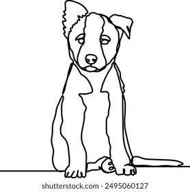 Cute puppy german sheperd 006 line art