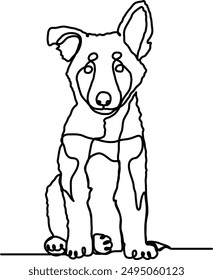 Cute puppy german sheperd 007 line art