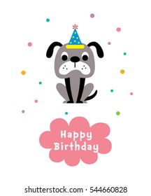 Cute Puppy Happy Birthday Greeting Card Stock Vector (Royalty Free ...