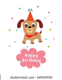 Cute Puppy Happy Birthday Greeting Card Stock Vector (Royalty Free ...