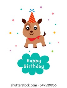 Cute Puppy Happy Birthday Greeting Card Stock Vector (Royalty Free ...