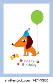 cute puppy happy birthday greeting vector