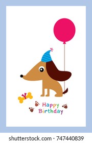 cute puppy happy birthday greeting vector