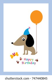 cute puppy happy birthday greeting vector