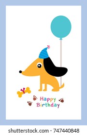 cute puppy happy birthday greeting vector