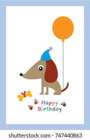 cute puppy happy birthday greeting vector