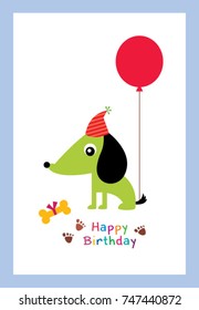 cute puppy happy birthday greeting vector