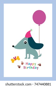 cute puppy happy birthday greeting vector