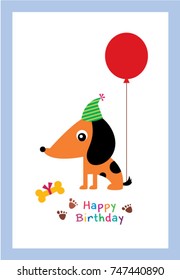 Cute Puppy Happy Birthday Greeting Vector Stock Vector (Royalty Free ...