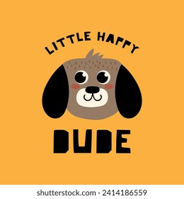 cute puppy head drawing for kids fashion as vector
