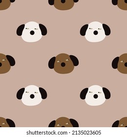 Cute Puppy Head seamless pattern, vector illustration background.Great for wrapping paper,fabric for kids and any print art.