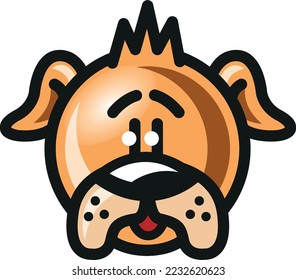 Cute puppy head vector image in cartoon style. Funny dog face illustration for kids and baby.