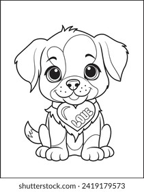 cute puppy hearts valentine coloring book for children