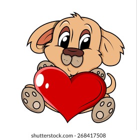 Cute Puppy Holding Heart
