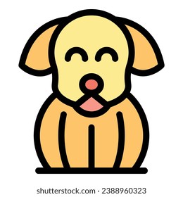 Cute puppy icon outline vector. Dog walk. Canine paw color flat