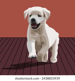 Cute Puppy Illustration Design With Brown-Colored Background