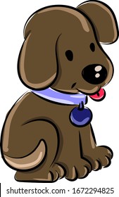 Cute puppy, illustration, vector on white background.
