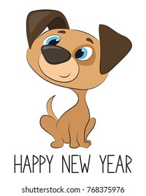 Cute puppy isolated on white background. The cartoon style. Vector illustration.