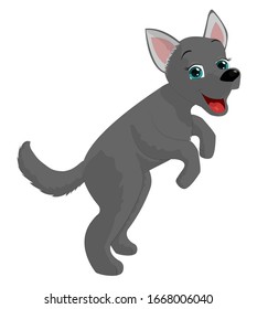 Cute puppy jumping and smiling.Vector illustration.Isolated on a white background.